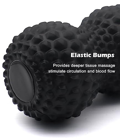 KITWILD Peanut Massage Ball, Double Lacrosse Massage Roller Ball for Deep Tissue Muscle Massage, Physical Therapy, Myofascial Release, Muscle Knots, and Yoga Therapy (Black) - color: Black