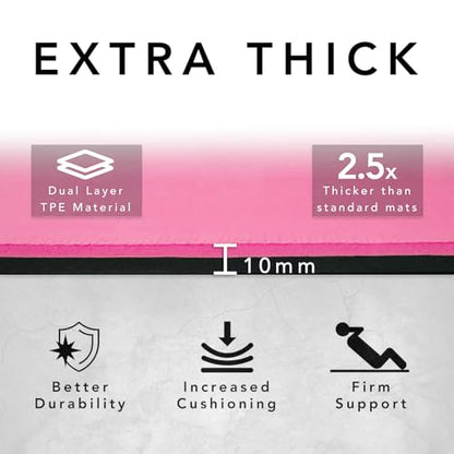 Large Exercise Mat – Extra Thick 10mm Workout Mat (72"x32") – Non-Slip TPE Yoga Mat for Women & Men – Pilates, HIIT, Fitness & Home Gym Mat – Includes Free Carry Bag - color: Pink