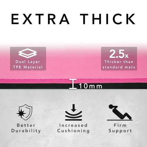 Large Workout Mat - 10mm Extra Thick Exercise Mat & Wide Yoga Mat, 72"x32" - color: Pink