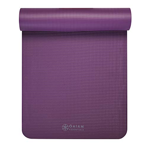 Gaiam Yoga Mat, Pilates & Exercise Mat, Thick Mat 2/5" (10mm) Workout Mat with Easy-Cinch Carrying Strap for Home & Gym Workouts - color: Purple
