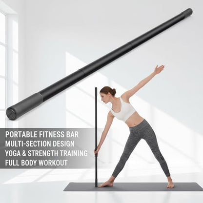 5ft Yoga Stick, Sturdy Steel Stretching Stick with Non-Slip Ends & Foam Handles for Mobility, Flexibility | Exercise Pole for Fitness, Posture Correction
