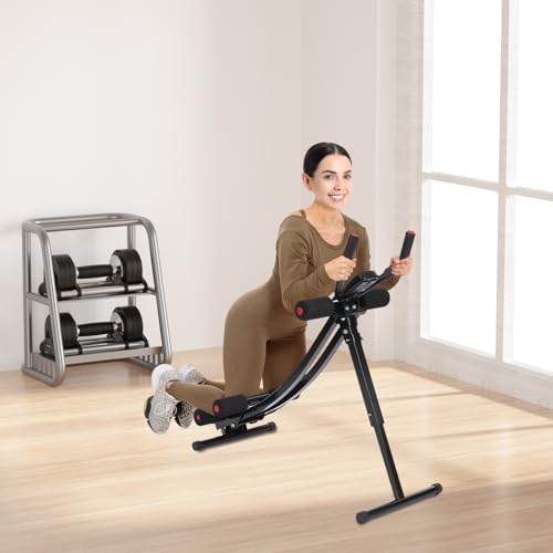 Ab Machine Abdominal Crunch Core Workout Equipment Foldable Exercise Ab Trainer Machine Coaster Abdominal/Core Fitness All Training Equipment Levels for Home & Gym - size: 35.4*15.7*34.6in Black