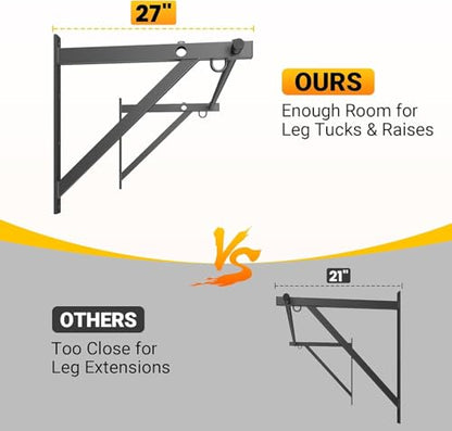500LBS Capacity Wall Mounted Pull Up Bar, 45"/51" Chin Up Bar, Reinforced Thick Metal Joist Mounted Strength Training Bar with Adjustable Depth