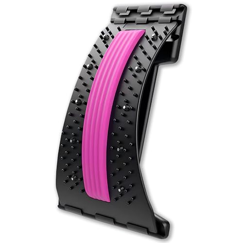 Back Stretcher,4 Level Lumbar Support Board, Spine Alignment Massager for Herniated Disc,Sciatica, Scoliosis,Upper & Lower Back Pain Relief (Pink) - color: Pink