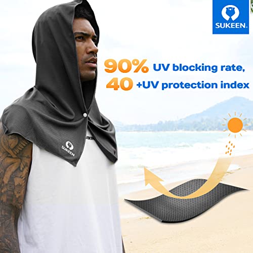 Sukeen Cooling Hoodie Towel for Men, Cooling Towels for Neck and Face, Cools When Wet Cooling Neck Wraps, Sport Workout Camping Cycling Cool Towel for Hot Weather