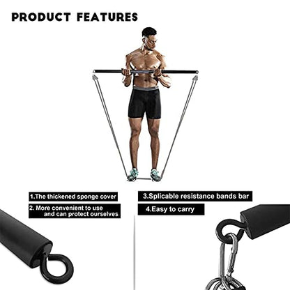 OYINDIZ Resistance Band Bar 38Inch Strength Power Training Heavy Duty Lifting Squat Fitness Equipment for Physical Exercise