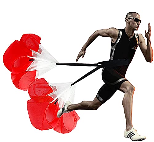 Resistance Parachute Running Speed Training, Speed Chute with Carry Bag, Resistance Running Parachute for Football Training Kids Youth and Adults(Color:Red) - color: Red
