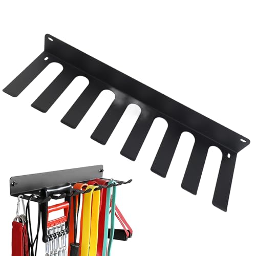 Wall Mounted Gym Hanger, Versatile Storage for Resistance Bands and Jump Ropes Gym Organizer Rack Carbon Steel 17x5x2in for Home Fitness Enthusiasts, Apartment Gyms, Workout Spaces