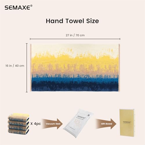 Coastal Ombre Hand Towels for Bathroom, 4-Pack Cotton Hand Towels with Hanging Loop, Soft & Absorbent, Quick Dry, Coastal Bathroom Decor Use, Easy Care
