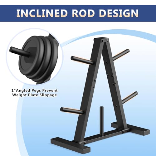 Weight Plate Rack, Weight Tree, Home Gym Storage Stand, Holds 300 lbs - color: 1-inch Black