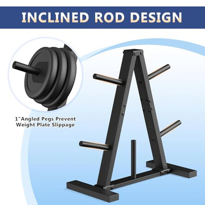 Weight Plate Rack, Weight Tree, Home Gym Storage Stand, Holds 300 lbs - color: 1-inch Black