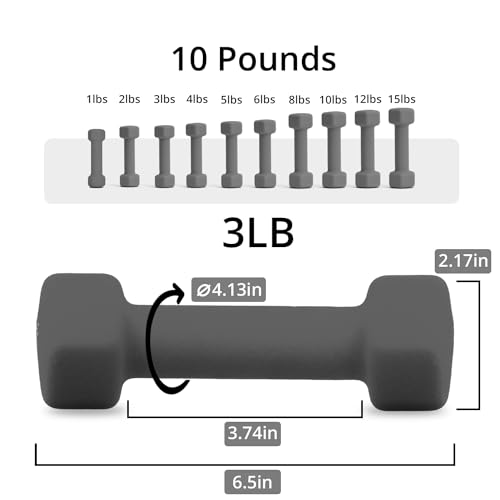 Portzon Weights Dumbbells 10 Colors Options Compatible with Set of 2 Neoprene Dumbbells Set,1-15 LB, Hand Weights for Exercise and Muscle Toning ，Anti-Slip, Anti-roll, Hex Shape