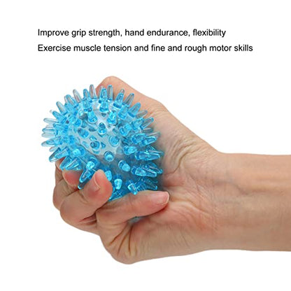 Spiky Massage Balls, Strength Recovery Exercise Ball, Hollow Soft Stress Reflexology, Stress Relief Massage Ball for Hand Wrist (Transparent Blue)(7CM) - size: 7CM