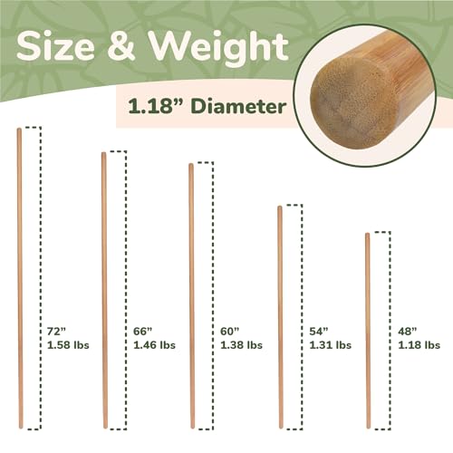 BambooMN Sturdy Bamboo Stick for Fitness, Yoga, Physical Rehabilitation. 1",1.1",1.18" & 1.375" Diameters. Available in Bulk Quantities | Fitness, Yoga, Physical Rehabilitation, Available in Bulk Quantities