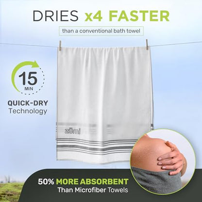 Zumi MINI 100% Cotton Camping Travel Towel - Small, Ultralight, Fast Drying, Highly Absorbent, Soft and Gentle on The Skin, Safe for The Planet (28" x 13" White) - color: White Mini