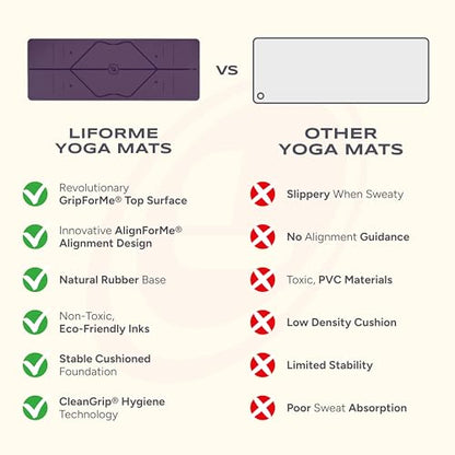 Liforme Classic Yoga Mat - Patented Alignment Design, Ultimate Grip - color: Purple