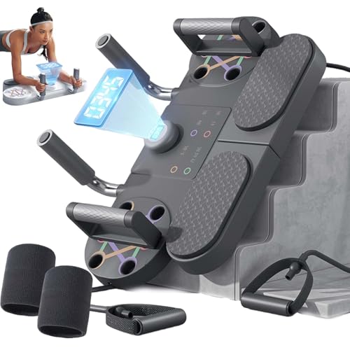 3-In-1 Multifunctional Push-Up Board for Home Gym, Push Up Board with Resistance Bands & Timer Counter, Workout Machine for Chest Shoulder Arms Back, Reps Time Monitoring