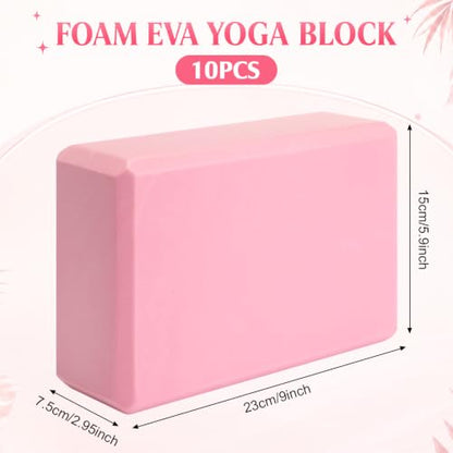 10 Pcs Foam EVA Yoga Blocks Lightweight Non Slip Supportive Yoga Bricks for Pilates Stretching and Meditation, Women Men Yogi Beginners - color: Pink