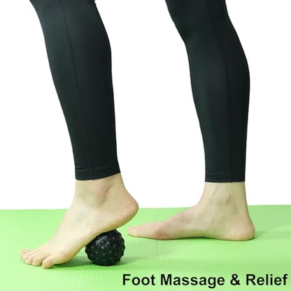 Firm Foam Massage Ball for Deep Tissue and Myofascial Release. 2.9″ High-Density Hard Fascia Ball for Muscle Knots, Recovery, Trigger Point Therapy, Pain Relief, Foot Plantar Fasciitis. (Black) - color: Black