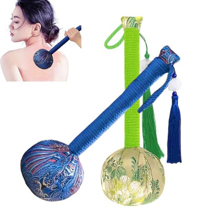 Mugwort Massage Hammer, Handheld Percussion Massage Tool for Back, Shoulder & Body - Manual Therapy Tool with US Design Patent (Emerald Green/Silver Silk Blue) - color: Emerald Green/Silver Silk Blue