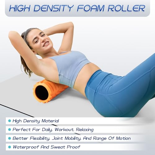 Krightlink 2-in-1 18" Foam Roller Set for Deep Muscle Massage - color: Orange-18"(2 in 1)
