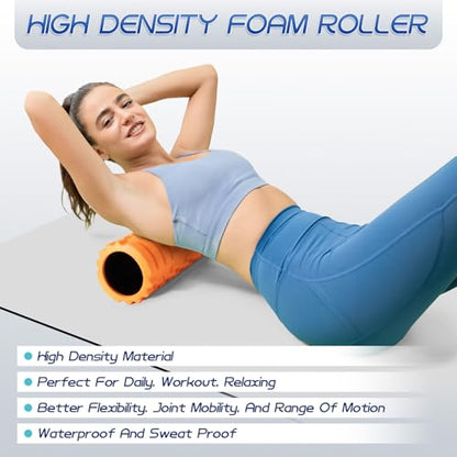 Krightlink 2-in-1 18" Foam Roller Set for Deep Muscle Massage - color: Orange-18"(2 in 1)