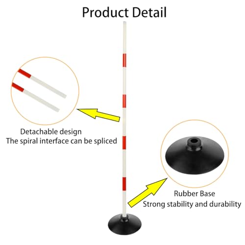 Red-White Soccer Agility Pole Set Rubber Base Dribbling Stick Traffic Warning Sign Pole Multifunctional Training Pole - color: Pack of 12, style: 4.9 FT