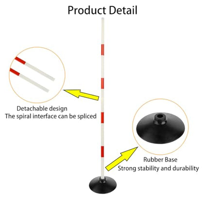 Red-White Soccer Agility Pole Set Rubber Base Dribbling Stick Traffic Warning Sign Pole Multifunctional Training Pole - color: Pack of 12, style: 4.9 FT
