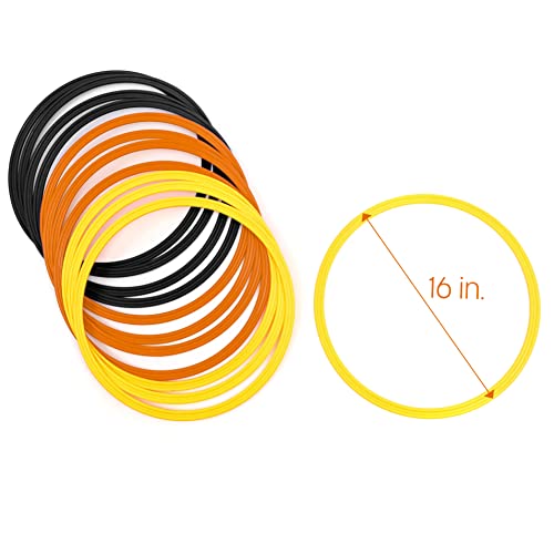 Speed & Agility Training Rings - Set of 12 - with Carrycase - by Trademark Innovations - color: Yellow/Orange/Black, size: 16"