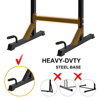 Dip Station Adjustable Parallel Bars For Home, Dip Stand With Two Safety Connectors And 6 Height Level, Multi-Function Dip Machine With 500 LBS Loading Capacity