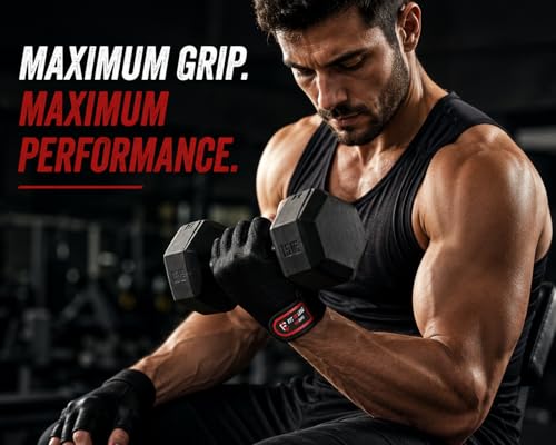 Weightlifting Gym Gloves – Workout Gloves for Men & Women with Wrist Support, Non-Slip Palm & Breathable Leather Design for Powerlifting, Training & Fitness