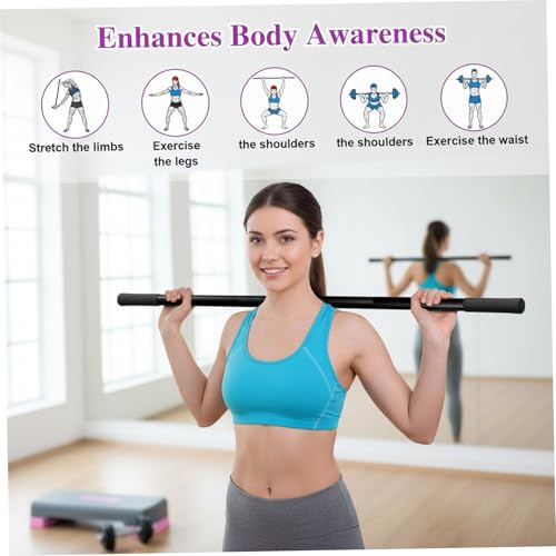 Sturdy Steel Yoga Stick Stretching Stick with Non-Slip Ends & Foam Handles for Mobility Flexibility Balance Exercise Pole for Fitness Posture Correction