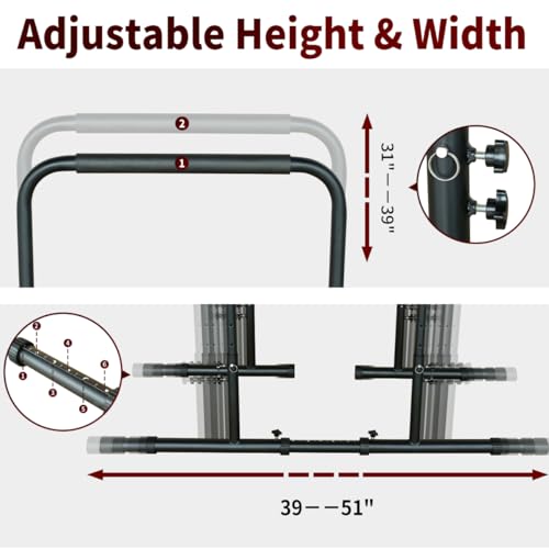 Power Tower Dip Station Pull Up Bar Stand Adjustable Height Heavy Duty Multi-Function Fitness Training Equipment