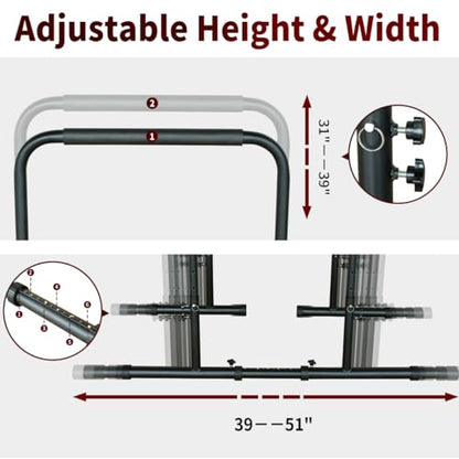 Power Tower Dip Station Pull Up Bar Stand Adjustable Height Heavy Duty Multi-Function Fitness Training Equipment