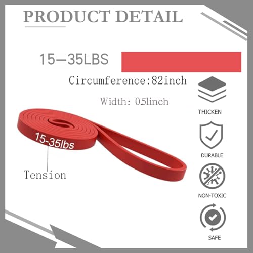 16-Pcs Resistance Bands Set - Premium Elastic Workout Bands for Home Gym, Strength Training, Yoga & Physical Therapy - color: Red(15-35 lbs)
