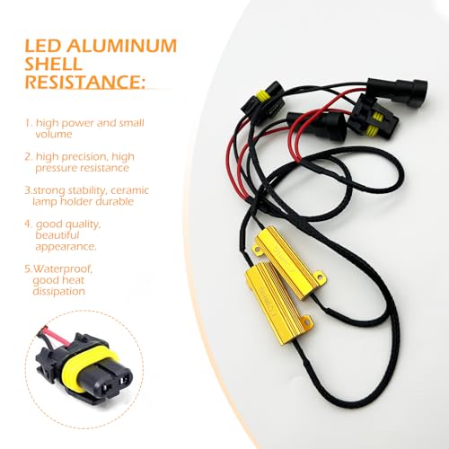 2 PCS Car LED Light Bulb Decoder, 9005/9006 LED Load Resistor Kit, Car Light Bulb Relay Harness Adapter, Anti Flicker Error Decoder, Universal for Most Cars (Black) - color: Black