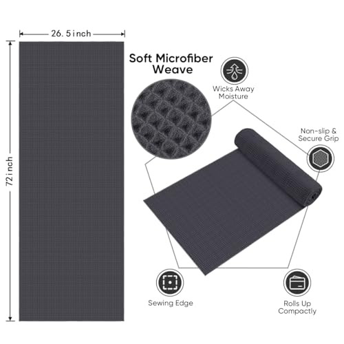 HOMEXCEL Hot Yoga Towels 2 Pack, (26.5" x 72") Non-Slip & Ultra-Absorbent Microfiber Yoga Mat Towels for Hot Yoga, Pilates, Exercise, Fitness, Bikram and Workout, Grey - color: Grey