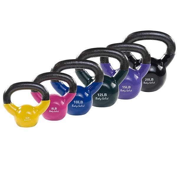 Body-Solid Vinyl Coated Kettlebells with Kettle Grip Handles, Perfect Kettlebells for Weight Training and Core Workout Exercise Equipments