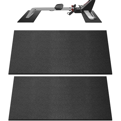 Double Mat Compatible with Peloton Bike, Row & Concept 2 Rowing Machine, Thickness 6mm, Bike Trainer Accessories, Mat Protect Hardwood Floor Carpet, for Home Gym Exercise