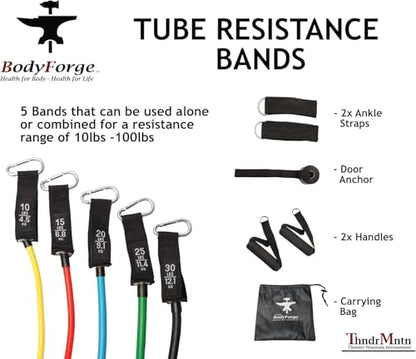 BodyForge Resistance Bands, Exercise Bands, Resistance Bands for Working Out, Work Out Bands with Handles for Men and Women Fitness, Strength Training Home Gym Equipment - size: 4 Pack