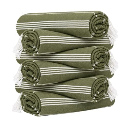 HAVLULAND Turkish Beach Towels, Set of 12, Oversized 72"x40" - Army Green - color: Olive Green, size: 12 Pack