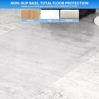 MABOZOO PVC Treadmill Walking Pad Mat, 100 * 35 Inch Transparent Exercise Bike Mat for Carpet & Hardwood Floors, Non-Slip Hardwood Floors Protector for Bike, Elliptical, Treadmill