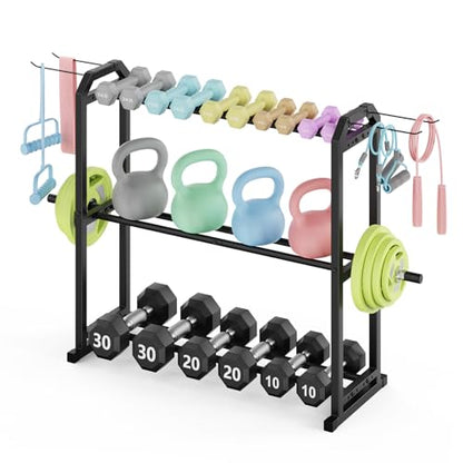 IMAYCC 3 Tier Dumbbell Rack Weight Rack Heavy Duty Weight Storage Organizer for Home Gym, Up to 390 lb Capacity for Dumbbells Kettlebells Weight Plates(dumbbell rack stand only)
