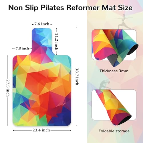 Non Slip Pilates Reformer Mat, Soft Fleece Surface Pilates Towel Mat, Pilates Mat with Multiple Equipment, Lightweight and Foldable, Wicking and Quick Drying for Yoga, Fitness