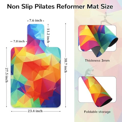 Non Slip Pilates Reformer Mat, Soft Fleece Surface Pilates Towel Mat, Pilates Mat with Multiple Equipment, Lightweight and Foldable, Wicking and Quick Drying for Yoga, Fitness