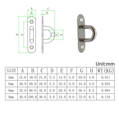 Ceiling Wall Mount Hook Heavy Duty Anchor 5mm 3/16" 304 Stainless Steel Great for Yoga Swings Hammocks/Boat Rigging/Marine Deck Hardware/Suspension Training Straps - color: 5mm ellipse