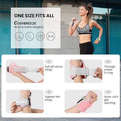 Wrist Weights with Thumb Loops Lock for Women Men Kids 2 3 4 5 6 LBS Set Hand Weights Ankle Weights Weighted Gloves for Running Walking Physical Therapy Yoga Gym Home Workout Strength Training