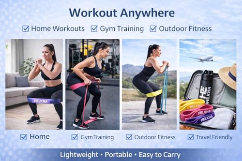 Resistance Bands Set for Women and Men, 3 Exercise Bands with X-Light, Light & Medium Resistance, Natural Latex Workout Bands for Strength Training, Stretching, Physical Therapy & Home Fitness