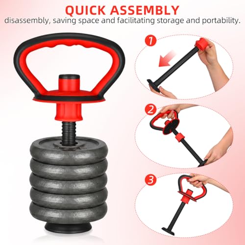 Luxshiny Adjustable Kettlebell Handle and Base Nut Set for Home Gym Fitness, Portable Weightlifting Dumbbell Grip Accessory for Strength Training and Exercise Equipment