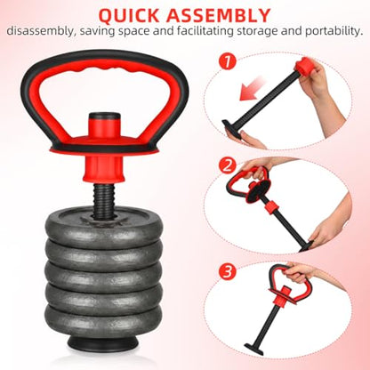Luxshiny Adjustable Kettlebell Handle and Base Nut Set for Home Gym Fitness, Portable Weightlifting Dumbbell Grip Accessory for Strength Training and Exercise Equipment
